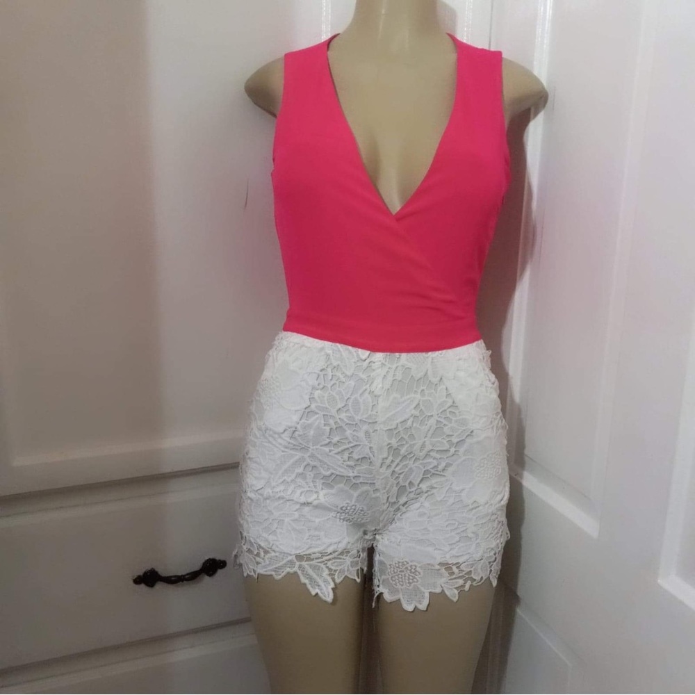 Lac Bleu Pink and white jumpsuit